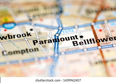 Paramount. California. USA On A Geography Map