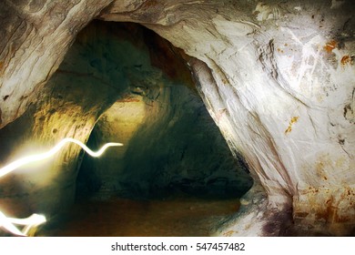 Paranormal Cognition Of Nature (paranormal Phenomenon). Mystical Energy Channel Of Unknown Underground. Meeting With Incredible Magical Manifestations In Cave. Speleological Journey