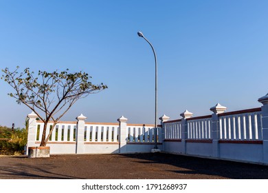 Parapet Building With Street Lights. Photo Taken August 05, 2020, Cirebon City, West Java Province, Indonesia