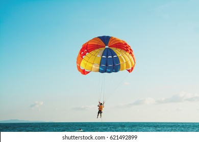 Parasailing At  Beach In Pattaya Thailand