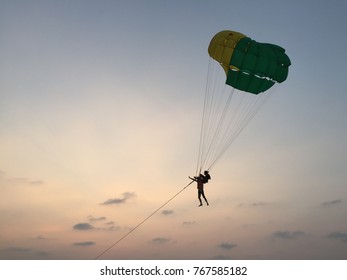 Parasailing at sunset