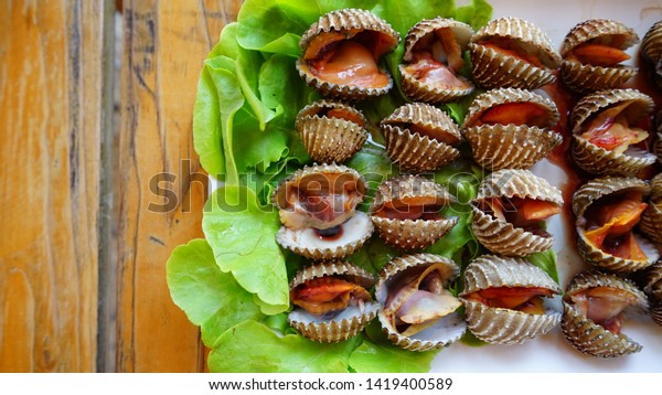 Parboiled Cockles Steamed Blanched Clams Thai Stock Photo Edit