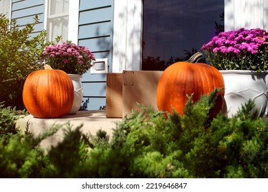 Parcel (box)  Delivery At The Front  Door Outside.