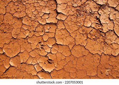 Parched Cracking Red Earth In Australia 