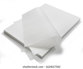 Parchment Paper Baking Sheets Stack, Isolated On White Background