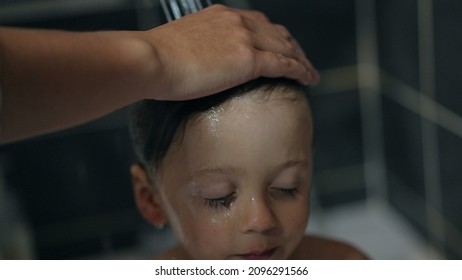 Parent Bathing Child Hair. Cleaning Little Boy, Washing Toddler