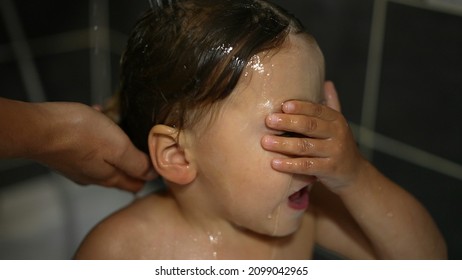 Parent Bathing Child Hair. Cleaning Little Boy, Washing Toddler