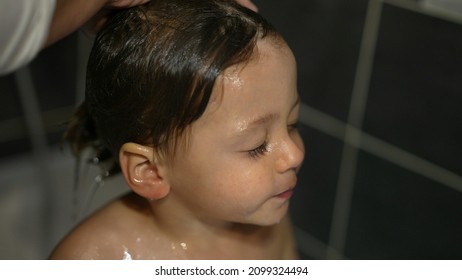 Parent Bathing Child Hair. Cleaning Little Boy, Washing Toddler