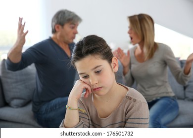 Parents Fighting And Daughter Being Upset