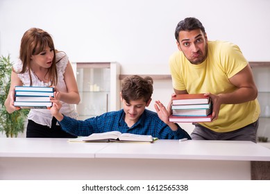 Parents Helping Their Son To Prepare For School