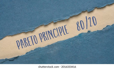 Pareto 80-20 principle banner - handwriting on a handmade rag paper, business, productivity and priorities concept