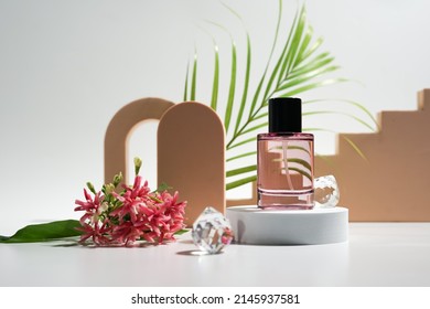 parfum bottle on podium,background for product presentation