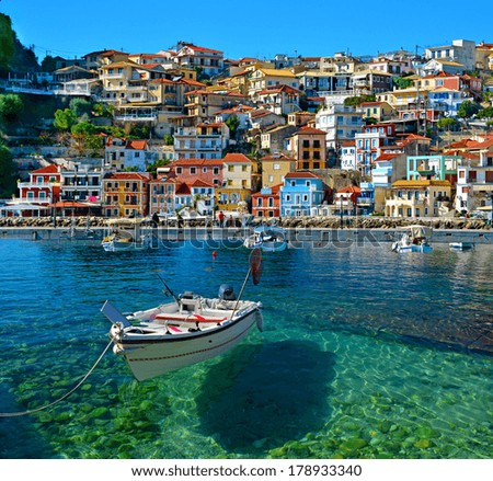 Parga boat - heaven on earth -  Greece holidays - clear sea and reflaction