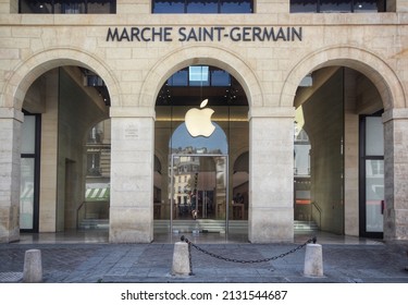 PARIA, FRANCE - Jun 30, 2019: The Apple Store Exterior In Marche Saint Germain