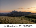 The Puy-de-Dôme and Pariou moutain in auvergne France at sunset