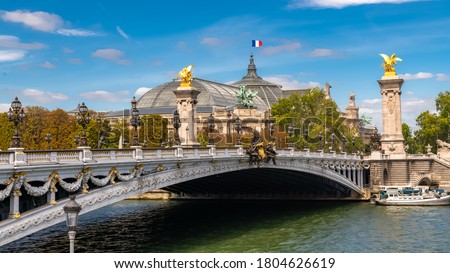 Paris, the Alexandre III bridge on the Seine, with the Grand Palais in background