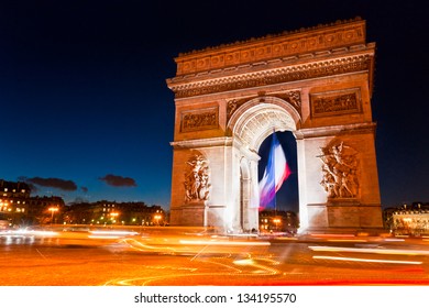Paris, Arc De Triomphe By Night