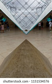 Paris - August 2, 2017: The Inverted Pyramid In The Carrousel Du Louvre.