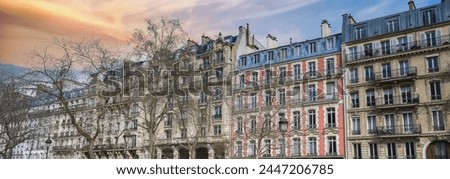 Paris, beautiful buildings, boulevard Richard-Lenoir in the 11e arrondissement of the french capital