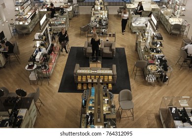 Paris, Bon Marche / France - August, 4 , 2017 : There Are Staff And Customers At The 'Bon Marche' Department Store. Staff Are Waiting Customers To Sell Merchandise