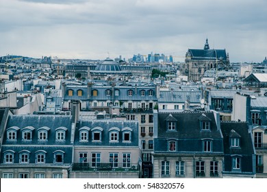 Paris Building Rooftops On Cloudy Day