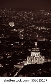 Paris City At Night Rooftop View 