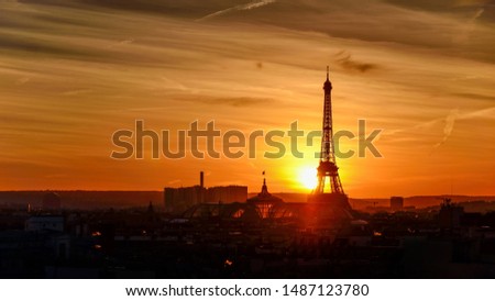 Paris cityscape at sunset - eiffel tower, FRANCE