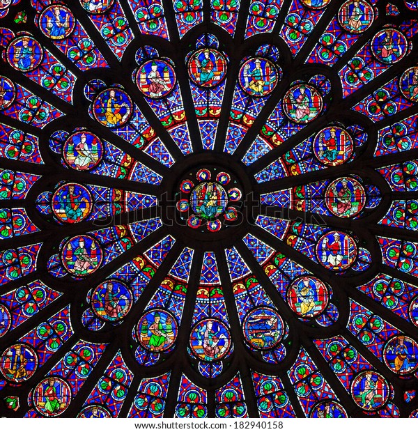 PARIS
- DECEMBER 19: The North Rose window at Notre Dame cathedral dates
from 1250 and is also 12.9 meters in diameter. Its main theme is
the Old Testament. Shot in Paris, December 19,
2013