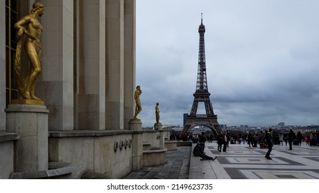 
Paris – December 2017 – Urban landscape of Paris from the Trocadéro, site of the Palais de Chaillot, an area of Paris, France, in the 16th arrondissement, across the Seine from the Eiffel Tower