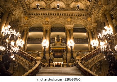 PARIS - DECEMBER 22 : An Interior View Of Opera De Paris, Palais Garnier, It Was Built From 1861 To 1875 For The Paris Opera House An Is Shown On DECEMBER 22, 2012 In Paris. 