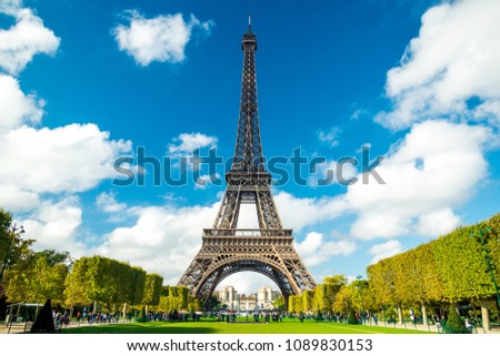 Similar – Eiffel Tower in summer on blue sky