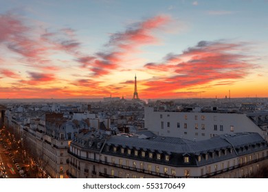 Paris. Eiffel Tower at sunset.