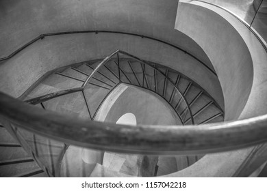 PARIS, FRANCE - 02 SEPTEMBER, 2015: Louvre Indoor. Paris, France.The Museum Is One Of The World's Largest Museums And Historic Monument. Black-white Photo. Paris, France - 02 September.