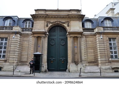 Paris, France 03.23.2017: The Official Entrance Of The Élysée Palace, Seat Of The Presidency Of The French Republic