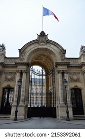 Paris, France 03.23.2017: The Official Entrance Of The Élysée Palace, Seat Of The Presidency Of The French Republic