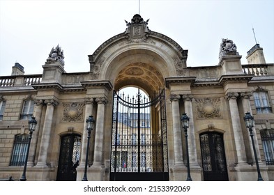 Paris, France 03.23.2017: The Official Entrance Of The Élysée Palace, Seat Of The Presidency Of The French Republic