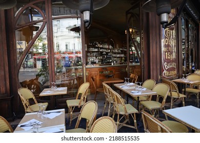 Paris France 08 08 2022 ; Typical Parisian Cafe Bistrot Terrace