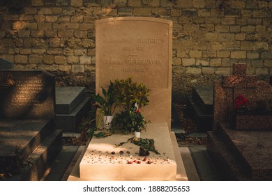 Paris, France - 10.16.2016: The Grave Of Jean Paul Sartre