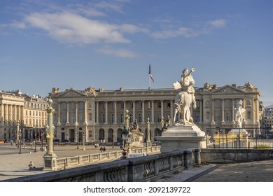 Paris, France - 11 September, 2021 - The Place De La Concorde With The Hôtel De La Marine In The Background.