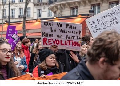 Paris, France - 11.24.2018 Rally Against The Sexual Abuse And Violence Against Women. Sign 