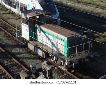 Paris (France). 12/07/2016. Diesel Locomotive, Train Running Near The François Mitterrand National Library