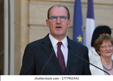 Paris, FRANCE - 13th july 2020 : French Prime minister Jean Castex in press conference to speak about Ségur de la Santé agreement at the Hôtel de Matignon.