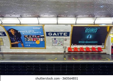 PARIS, FRANCE -15 DECEMBER 2015- The Gaite Station, On Line 13 Of The Paris Metro Subway System, Opened In 1937. It Is Located In The 14th Arrondissement Of The French Capital.