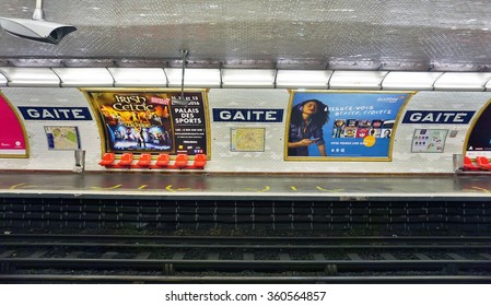 PARIS, FRANCE -15 DECEMBER 2015- The Gaite Station, On Line 13 Of The Paris Metro Subway System, Opened In 1937. It Is Located In The 14th Arrondissement Of The French Capital.