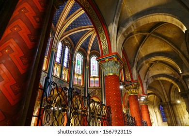 PARIS, FRANCE -15 NOV 2019- View of the Abbaye Saint-Germain-des-Pres abbey, a Romanesque medieval Benedictine church located on the Left Bank in Paris.