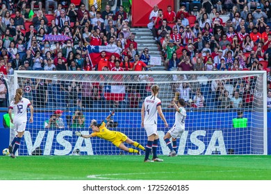 PARIS, FRANCE - 16 JUNE, 2019: Carli Lloyd Of USA Misses A Penalty During The 2019 FIFA Women's World Cup Match Between USA And Chile.