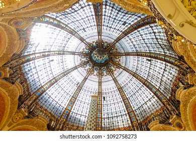 Paris, France - 18 July 2016 ; Dome Of Galeries Lafayette,shopping Mall.