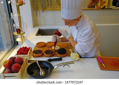 PARIS, FRANCE 19 JUL 2019- View Of The Pastry Shop By Cedric Grolet, An Instagram Star Pastry Chef Known For His Fruit Creations, Located At The Hotel Meurice In Paris, France.