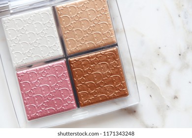 PARIS, FRANCE - 20 JUNE 2018: A Pallet Of Dior Backstage Glow Face Highlight & Blush. Dior Is A European Luxury Goods Company With Revenues Of $41.6 Billion And Almost 85,000 Employees. Editorial.