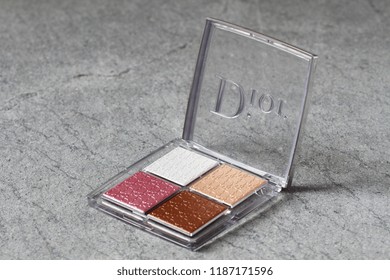 PARIS, FRANCE - 20 JUNE 2018: A Pallet Of Dior Backstage Glow Face Highlight & Blush. Dior Is A European Luxury Goods Company With Revenues Of $41.6 Billion And Almost 85,000 Employees. Editorial.